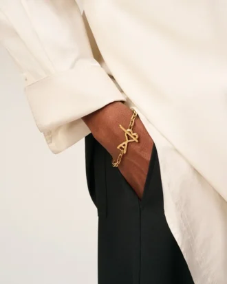 Gold Brass Hammered Ami De Coeur Bracelet