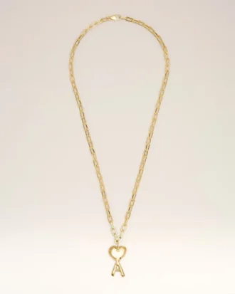 Gold Brass Hammered Ami De Coeur Necklace