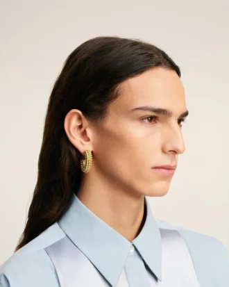 Gold Brass Pearl Earrings