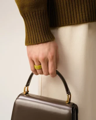Green Brass Hammered Lacquered Ring