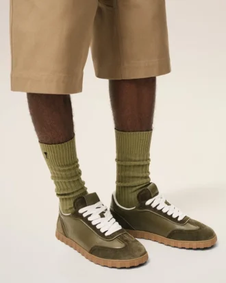 Green Cowhide Leather Step Sneakers Green Cowhide Leather Step Sneakers