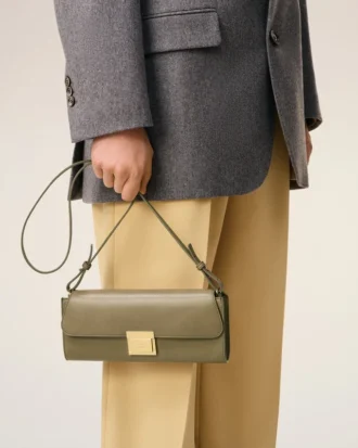 Green Smooth Leather Mimi Pouch