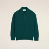 Green Wool and Cotton Boxy Polo