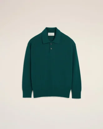 Green Wool and Cotton Boxy Polo Green Wool and Cotton Boxy Polo