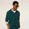 Green Wool and Cotton Boxy Polo
