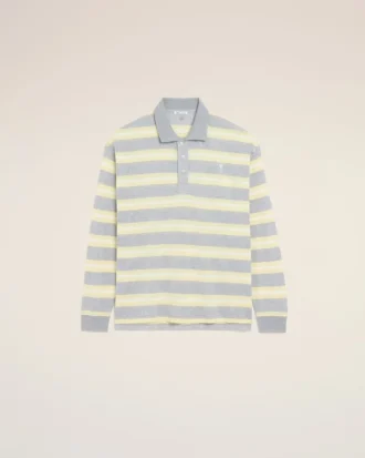 Grey and Yellow Strapped Cotton Polo Grey and Yellow Strapped Cotton Polo