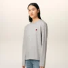 Grey Cotton Ami De Coeur Long Sleeves T-Shirt Grey Cotton Ami De Coeur Long Sleeves T-Shirt