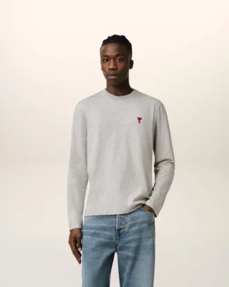 Grey Cotton Ami De Coeur Long Sleeves T-Shirt