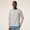 Grey Cotton Ami De Coeur Long Sleeves T-Shirt Grey Cotton Ami De Coeur Long Sleeves T-Shirt