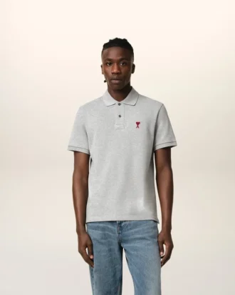 Grey Cotton Ami De Coeur Polo Shirt Grey Cotton Ami De Coeur Polo Shirt