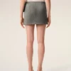 Grey Goat Leather Big Buckle Belted Mini Skirt Grey Goat Leather Big Buckle Belted Mini Skirt