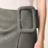 Grey Goat Leather Big Buckle Belted Mini Skirt Grey Goat Leather Big Buckle Belted Mini Skirt