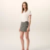 Grey Goat Leather Big Buckle Belted Mini Skirt Grey Goat Leather Big Buckle Belted Mini Skirt