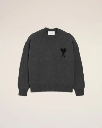 Grey Wool Ami De Coeur Crewneck Sweater