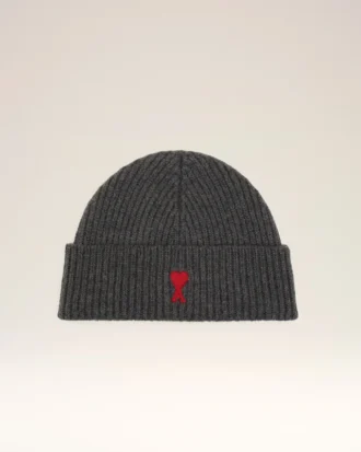 Grey Wool Beanie with Contrasted Ami De Coeur