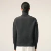 Grey Wool Funnel Neck Sweater with Contrasted Ami De Coeur Grey Wool Funnel Neck Sweater with Contrasted Ami De Coeur