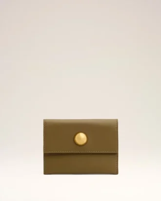 Khaki Leather Carrousel Folded Card Holder