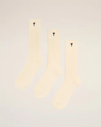 Natural Cotton Three Pack Black Ami De Coeur Socks