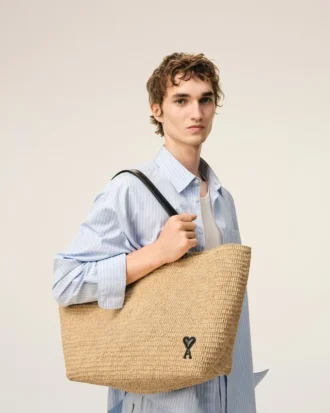 Natural Rafia Ami De Coeur Tote Bag