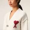 Natural Wool Cardigan with Contrasted Ami De Coeur Natural Wool Cardigan with Contrasted Ami De Coeur