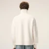 Natural Wool Funnel Neck Sweater with Contrasted Ami De Coeur Natural Wool Funnel Neck Sweater with Contrasted Ami De Coeur