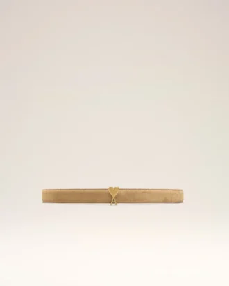 Orange Cowhide Leather Ami De Coeur Buckle Belt