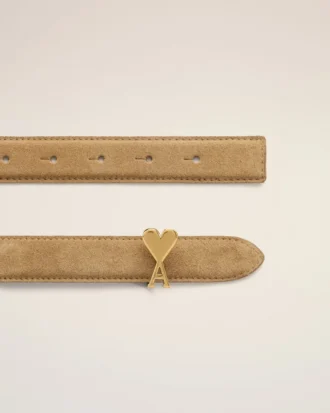 Orange Cowhide Leather Ami De Coeur Buckle Belt