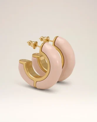 Pink Brass Hammered Lacquered Earrings
