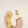 Pink Brass Hammered Lacquered Earrings Pink Brass Hammered Lacquered Earrings
