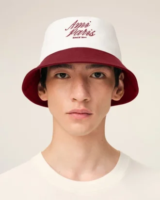 Red and White Cotton Ami Paris Hat