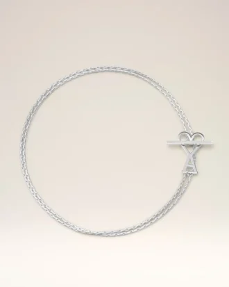 Silver Brass Ami De Coeur 2 in 1 Chain Necklace
