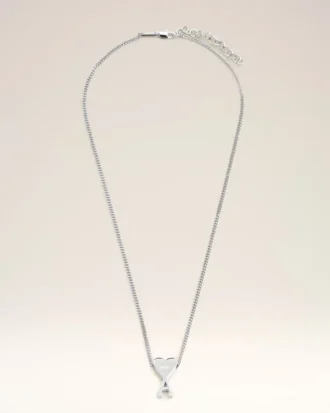 Silver Brass Ami De Coeur Pendant Necklace