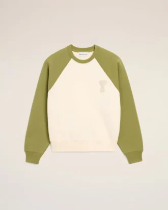 White and Green Cotton Knitted Ami De Coeur Sweatshirt White and Green Cotton Knitted Ami De Coeur Sweatshirt