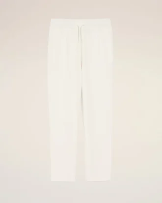 White Blended Linen Elasticated Waist Trousers White Blended Linen Elasticated Waist Trousers