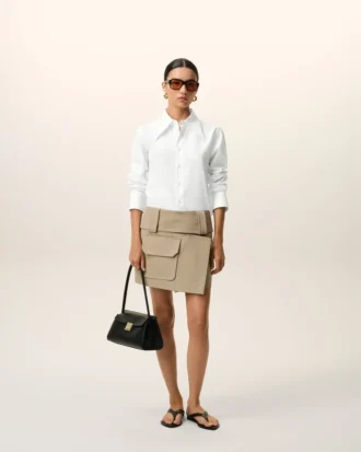 White Blended Silk Sharp Collar Adjusted Shirt White Blended Silk Sharp Collar Adjusted Shirt