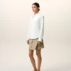 White Blended Silk Sharp Collar Adjusted Shirt White Blended Silk Sharp Collar Adjusted Shirt