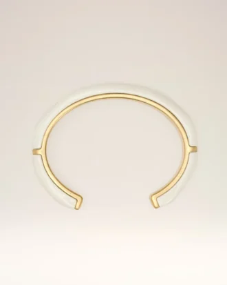 White Brass Hammered Lacquered Bracelet