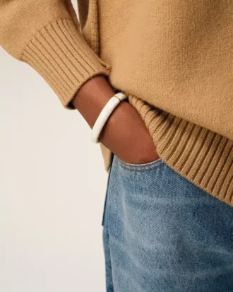 White Brass Hammered Lacquered Bracelet