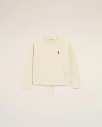 White Cotton Ami De Coeur Crewneck Sweatshirt