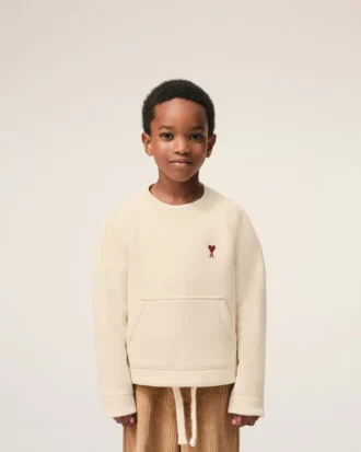 White Cotton Ami De Coeur Crewneck Sweatshirt