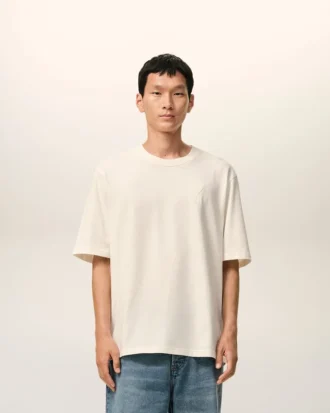 White Cotton Ami De Coeur Embossed T-Shirt White Cotton Ami De Coeur Embossed T-Shirt
