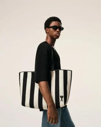 White Cotton Ami De Coeur Shopping Bag