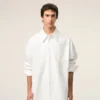 White Cotton Ami De Coeur Wide Shirt Dress White Cotton Ami De Coeur Wide Shirt Dress