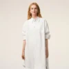 White Cotton Ami De Coeur Wide Shirt Dress White Cotton Ami De Coeur Wide Shirt Dress