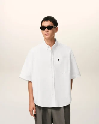 White Cotton Boxy Embroidered Ami De Coeur White Cotton Boxy Embroidered Ami De Coeur