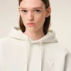 White Cotton Embossed Ami De Coeur Hoodie White Cotton Embossed Ami De Coeur Hoodie
