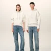 White Cotton Embossed Ami De Coeur Hoodie White Cotton Embossed Ami De Coeur Hoodie