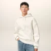 White Cotton Embossed Ami De Coeur Hoodie White Cotton Embossed Ami De Coeur Hoodie