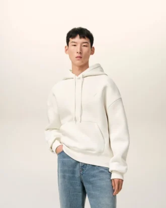 white cotton embossed ami de coeur hoodie 2 330x413 - White Cotton Embossed Ami De Coeur Hoodie