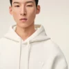 White Cotton Embossed Ami De Coeur Hoodie White Cotton Embossed Ami De Coeur Hoodie